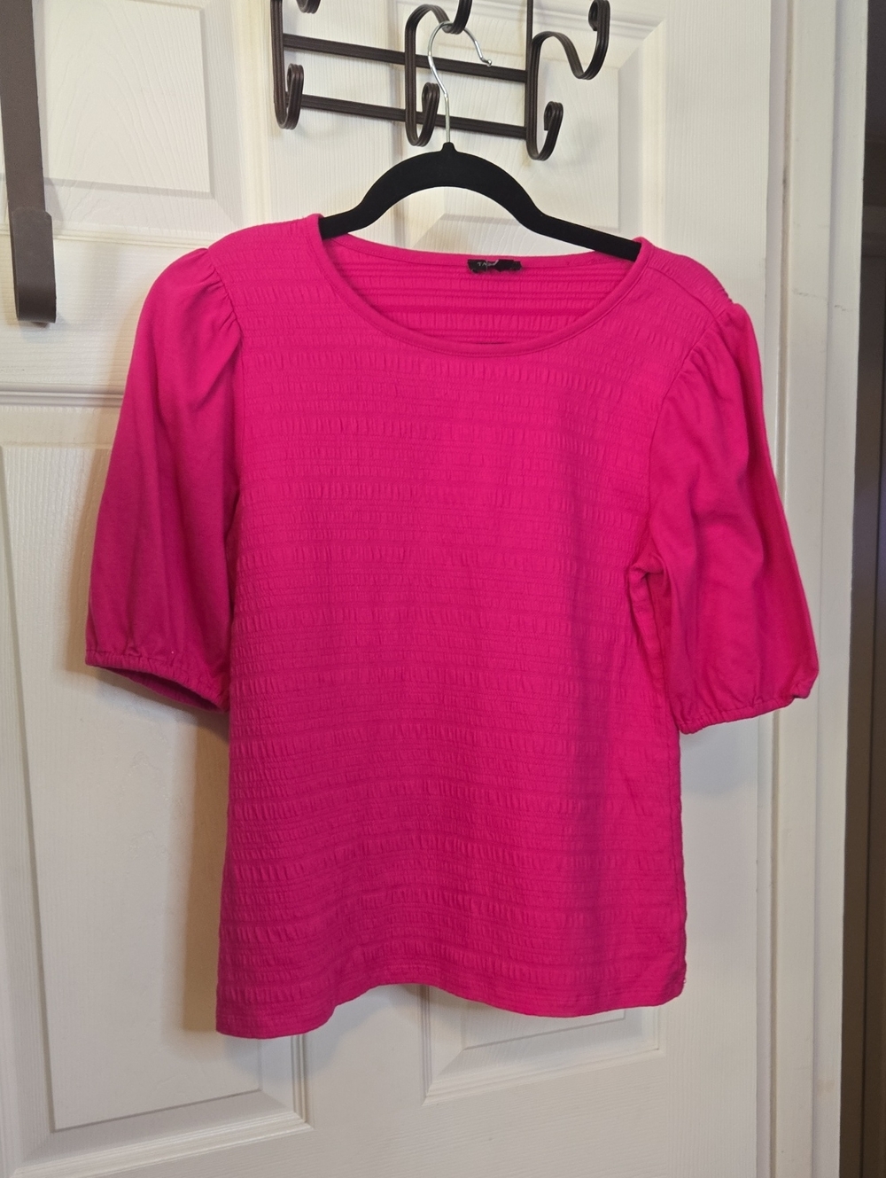 Talbots Hot Pink Puff Sleeve Short-Sleeve Top